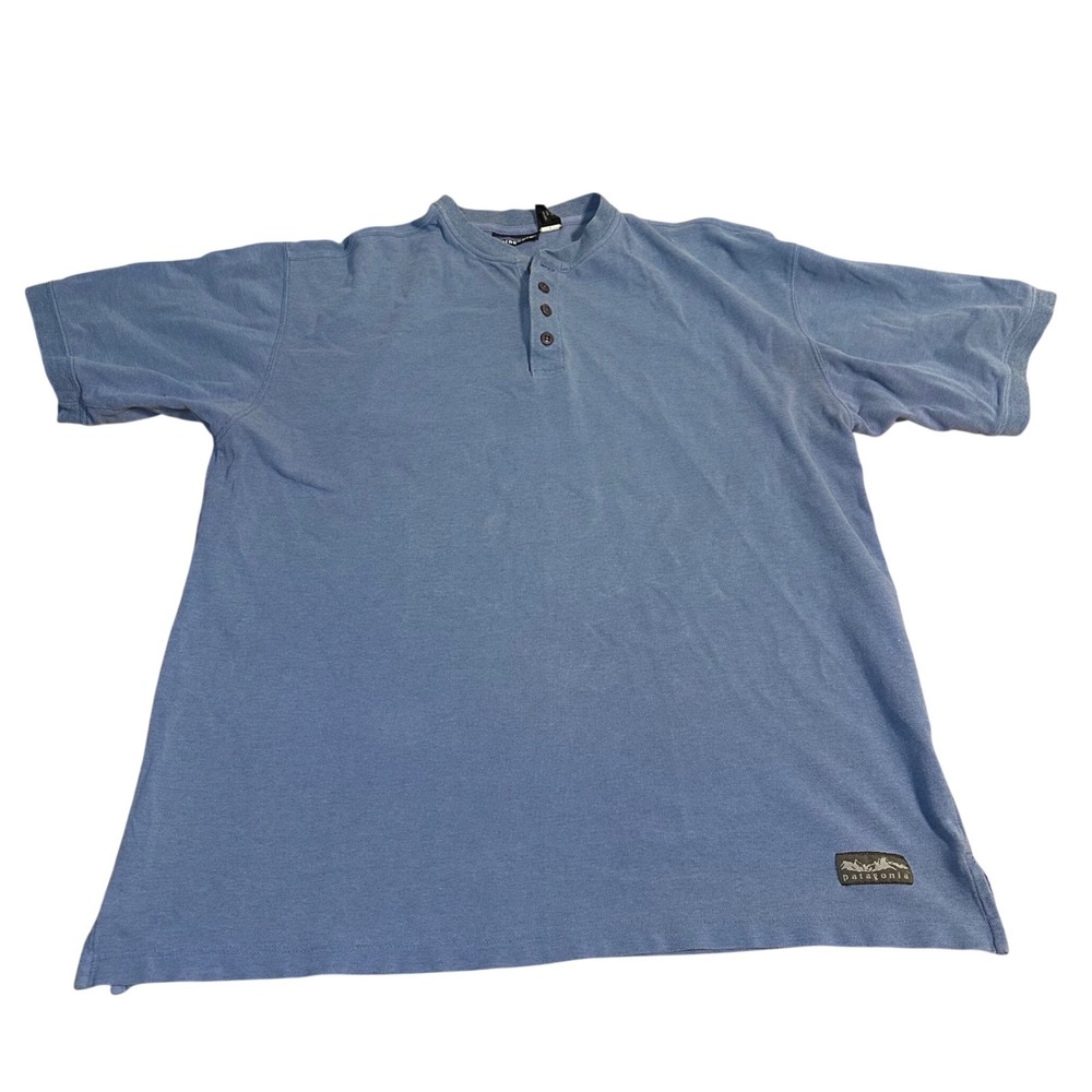 Patagonia Men's Blue Short Sleeve Henley Button Up Shirt Size L Casual Outdoor